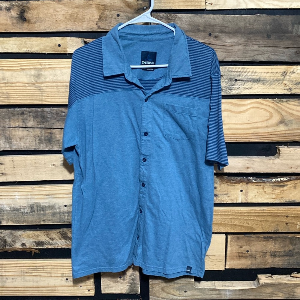 Prana Knoven Blue Short Sleeve Polo‎ Shirt - Mens XL